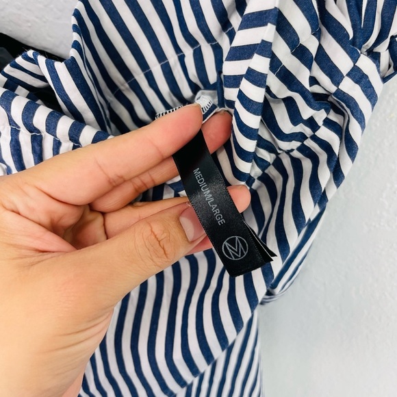 Mother Of Pearl No Frills Blue Striped Tall High Waisted WidE Leg Ruffle Pants - Picture 7 of 8